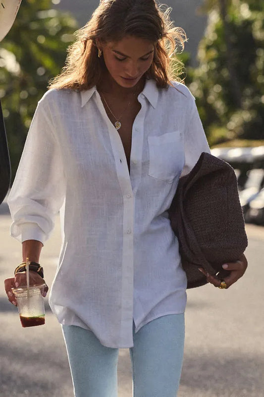 Lifestyle Linen Oversized Button-Up Shirt