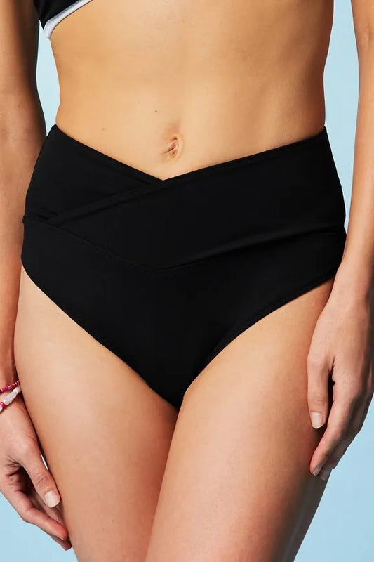 High-Waisted Cross Over Swim Bottom