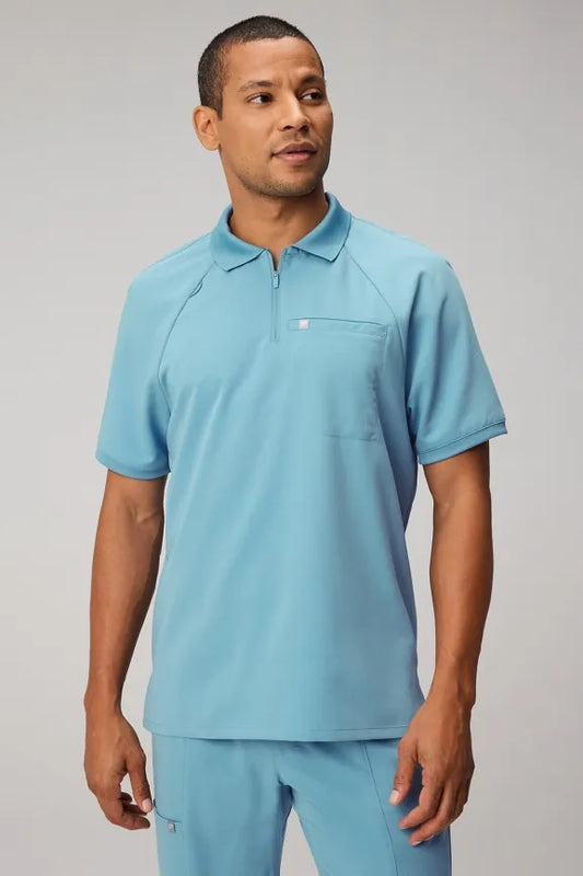All-Day Scrub Zip Polo