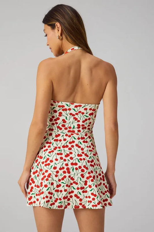 PureLuxe Halter Mini Dress