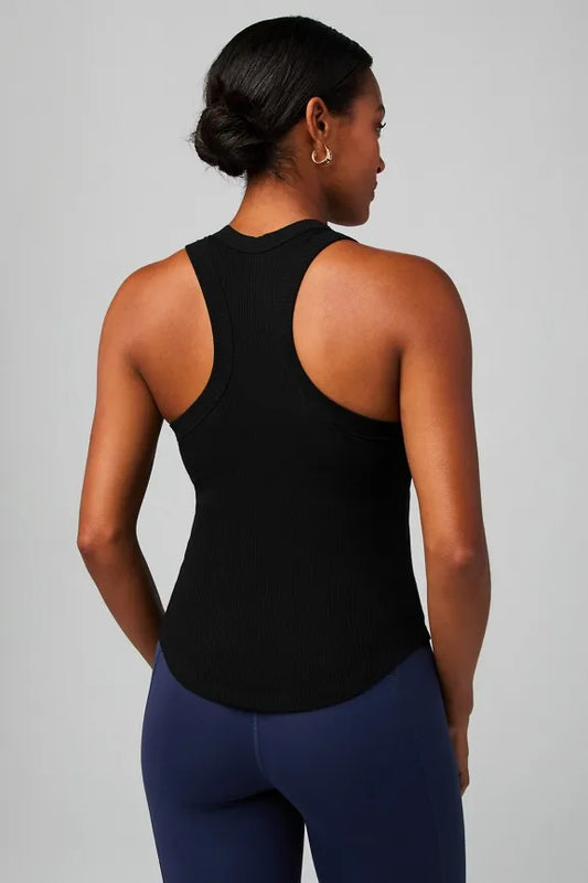 High Neck Rib Built-In Bra Tank